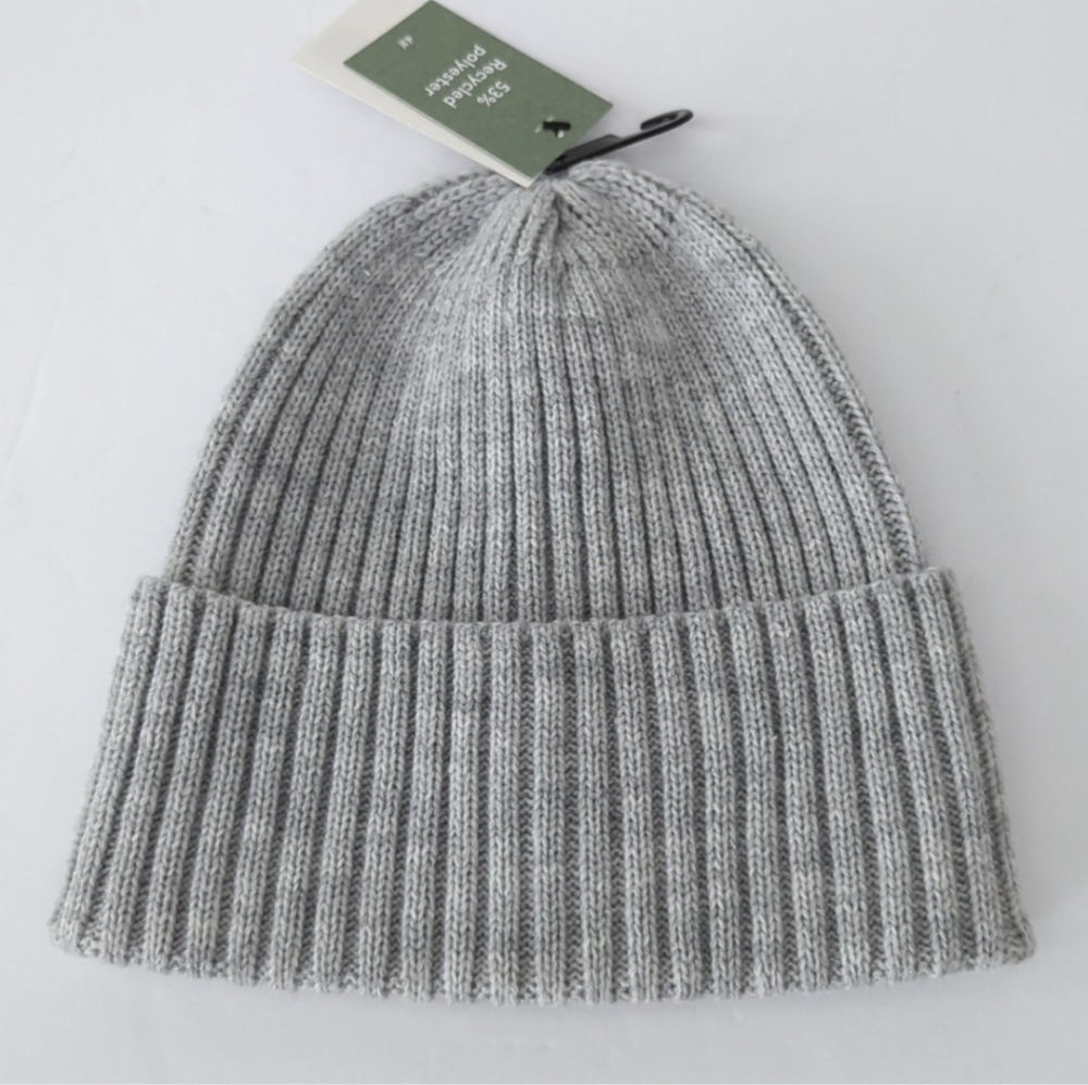 Rib Knit Hat H&M Beanie Wide Foldover Cuff Light Grey NEW with TAGS - Picture 4 of 6